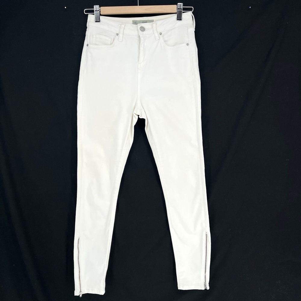 Topshop Moto Jamie White Slim Fit Stretch Denim Skinny Jeans Zip‎ Ankle Size 28